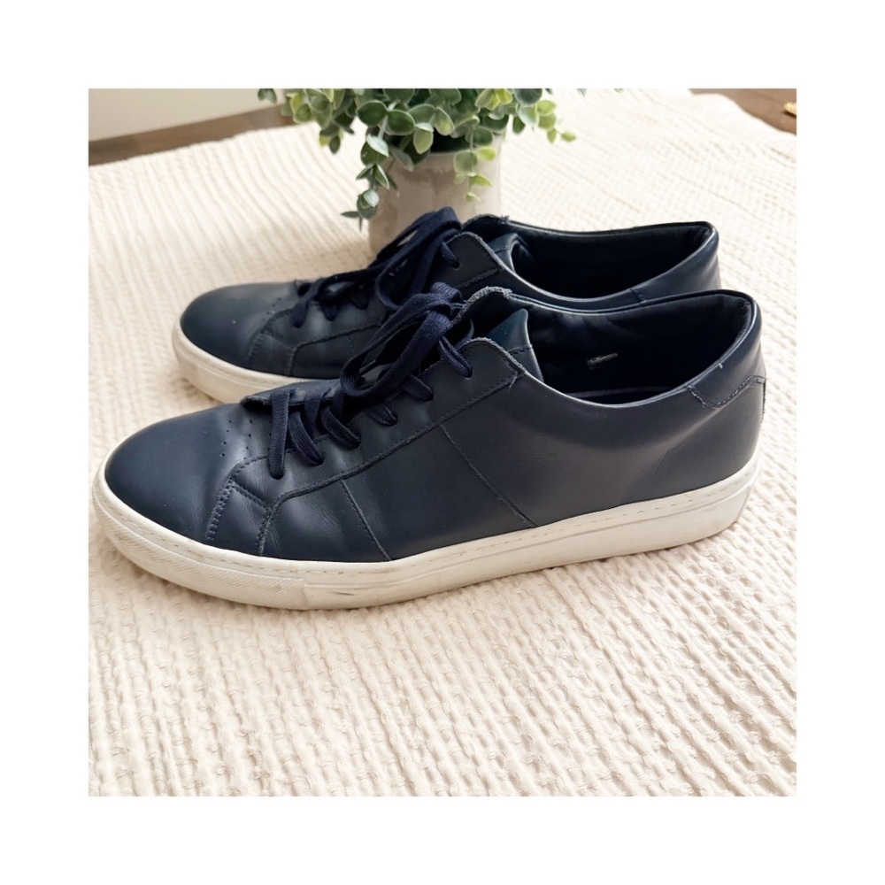 GREATS BROOKLYN NAVY LEATHER  Sneaker Mens Navy Lace Up Italy 12.5 - Picture 4 of 7